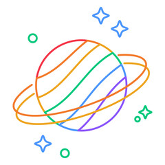 Rainbow saturn stroke © Vexels