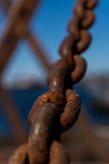Rusty Chain in Coastal Sunlight