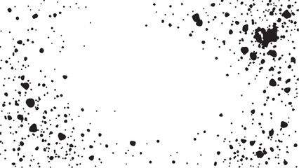Grunge ink splash dots grained texture on white background. Ink splashes seamless pattern. Black and white spray texture.

