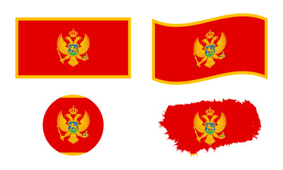 Montenegro flag in different forms