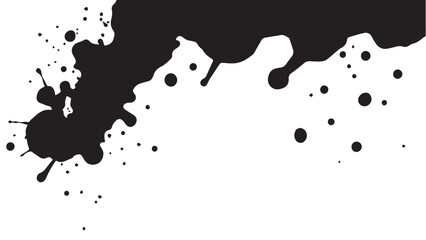 Ink splash isolated on white background. Black drop ink splatter. Black Ink splash texture background. 