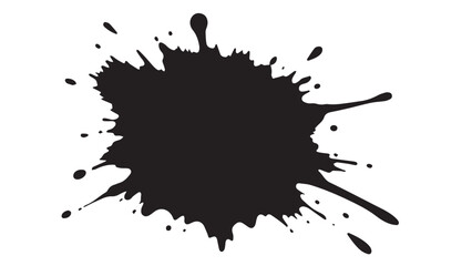 Ink splash isolated on white background. Black drop ink splatter. Black Ink splash texture background. 