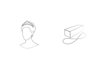 Elegant minimalist illustrations featuring a royal silhouette and a simple gift box design
