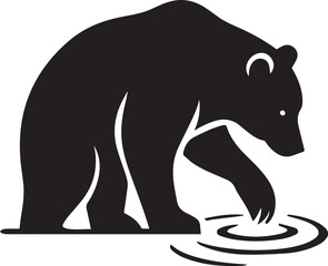 Black bear silhouette cartoon vector illustration of a wild grizzly mammal