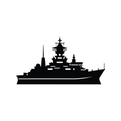 Large Naval Battleship Destroyer silhouette vector art illustration © DesignConcepts