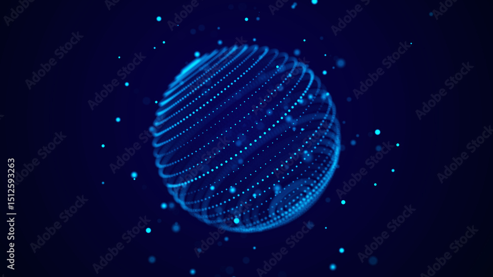Poster abstract technology sphere with connecting dots, lines and triangles. digital abstract network struc