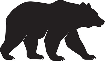 Vector silhouette illustration of a wild bear, a black mammal symbol of nature and wildlife
