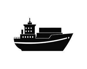 Obraz premium Large Container Cargo Ship silhouette vector art illustration