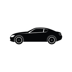 Compact Two-Door Coupe Car silhouette vector art illustration