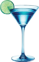 blue cocktail with lime