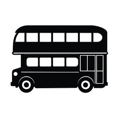 Classic Double Decker City Bus silhouette vector art illustration