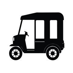 Battery Powered Electric Rickshaw silhouette vector art illustration