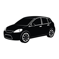 Compact Hatchback Family Car silhouette vector art illustration