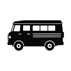 Kenyan Matatu Public Transport Minibus silhouette vector art illustration