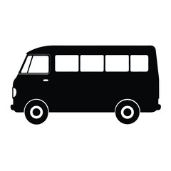 Small Passenger Minibus Van silhouette vector art illustration