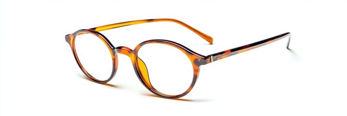 Brown and Orange Spotted Eyewear. Side View of Colorful Glasses Isolated on Bright Background