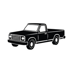Pickup Utility Truck silhouette vector art illustration
