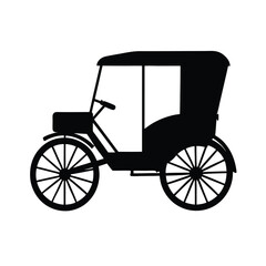 Fototapeta premium Traditional Rickshaw Pulling Cart silhouette vector art illustration