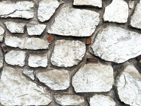 Fototapeta Old red brick wall, mur ściana z czerwonej cegły, kamienna 
