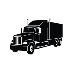 Long Haul Semi Truck Trailer silhouette vector art illustration