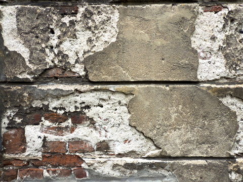 Fototapeta Old red brick wall, mur ściana z czerwonej cegły, kamienna 
