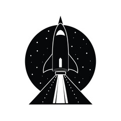 Interplanetary Spacecraft Vehicle silhouette vector art illustration