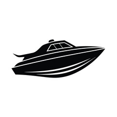 High Speed Racing Speed Boat silhouette vector art illustration