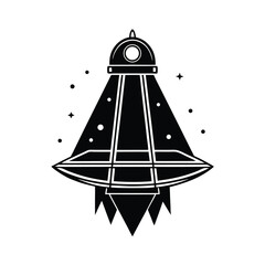 Space Exploration Spacecraft Vehicle silhouette vector art illustration