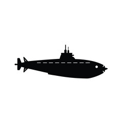 Deep Sea Military Submarine silhouette vector art illustration