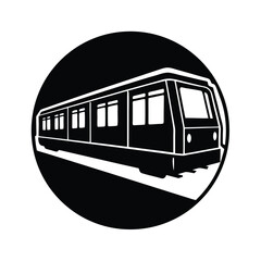 Modern Subway Passenger Train silhouette vector art illustration
