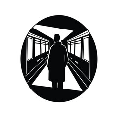 City Subway Underground Train silhouette vector art illustration