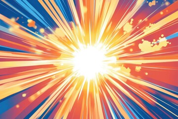 Obraz premium Dynamic abstract comic background featuring zoom lines and vibrant colors creating a sense of movement and energy in a visually striking composition