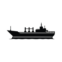 Large Oil Tanker Ship silhouette vector art illustration