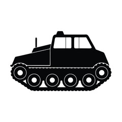 Tracked All Terrain Military Vehicle silhouette vector art illustration