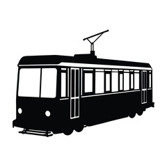 Classic Tram City Transport silhouette vector art illustration