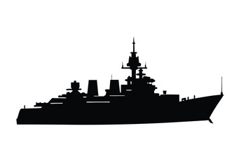 Modern Naval Warship Battle Vessel silhouette vector art illustration