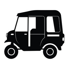 Asian Tuk Tuk Auto Rickshaw silhouette vector art illustration