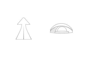 Minimalist line art illustrations featuring an arrow and modern architectural structures designs