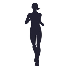 Girl running marathon silhouette