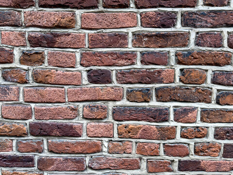 Fototapeta Old red brick wall, mur ściana z czerwonej cegły, kamienna 