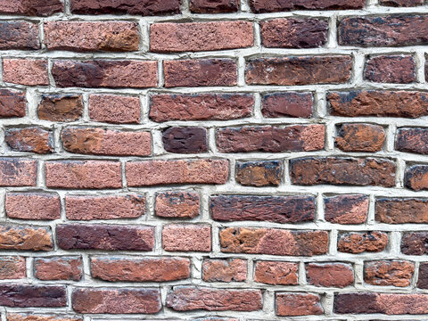 Fototapeta Old red brick wall, mur ściana z czerwonej cegły, kamienna 