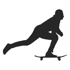 Man pushing skateboard silhouette