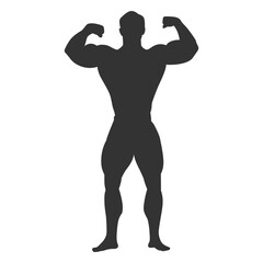 Naklejka premium Bodybuilder double biceps pose silhouette