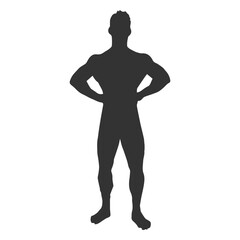 Bodybuilder front relaxed pose silhouette