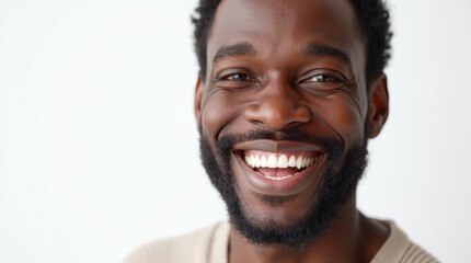 Obraz premium Portrait of a happy mature african man smiling against white background
