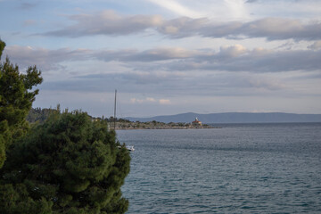 Amazing Makarska beach with boats against adriatic sea in Makarska Riviera, Dalmatia