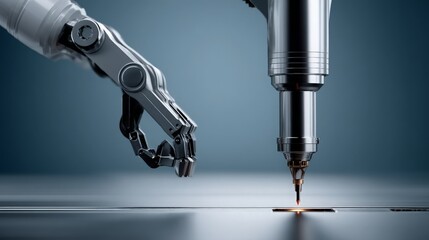 Fototapeta premium Robotic Arm and Tool on Flat Surface