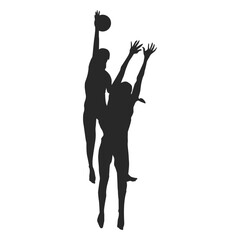 Volleyball players in action silhouette