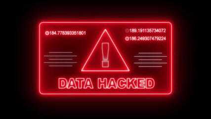 Data Hacked Warning Alert Screen Blinking glitch Error Animation. Virus, cyber attack, malware. hacked privacy data being hacked. Internet technology threat. Data Breach computer hacking warning icon - Powered by Adobe