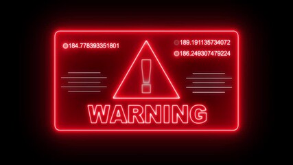 Neon line Warning security breach computer hacking warning message hacked Warning symbol on the screen privacy protection data hacking malware virus Danger sign animated - Powered by Adobe